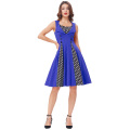 Belle Poque Women's Polka Dot Retro Vintage 50s Style Blue Cocktail Party Swing Dress BP000282-2